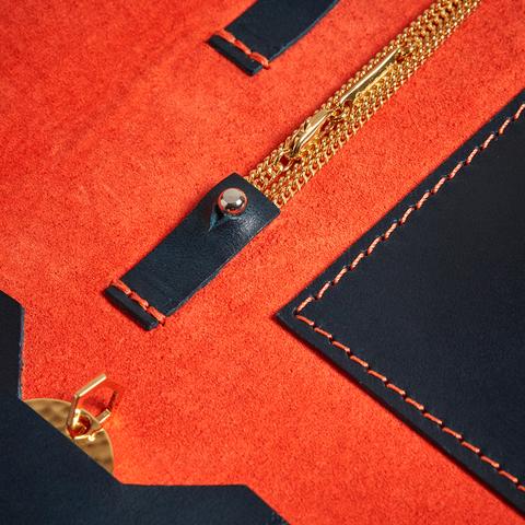  265MM JEWELLERY WALLET / Navy + Orange